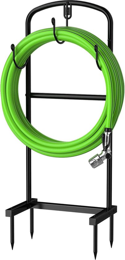 Bomclap Tuinslanghouder, Slangpijphouder Vrijstaande Slanghouder Afneembare Metalen Tuinslang Opberg Organisator, Heavy Duty Tuinslanghouder met een extra opslaglaag, Zwart