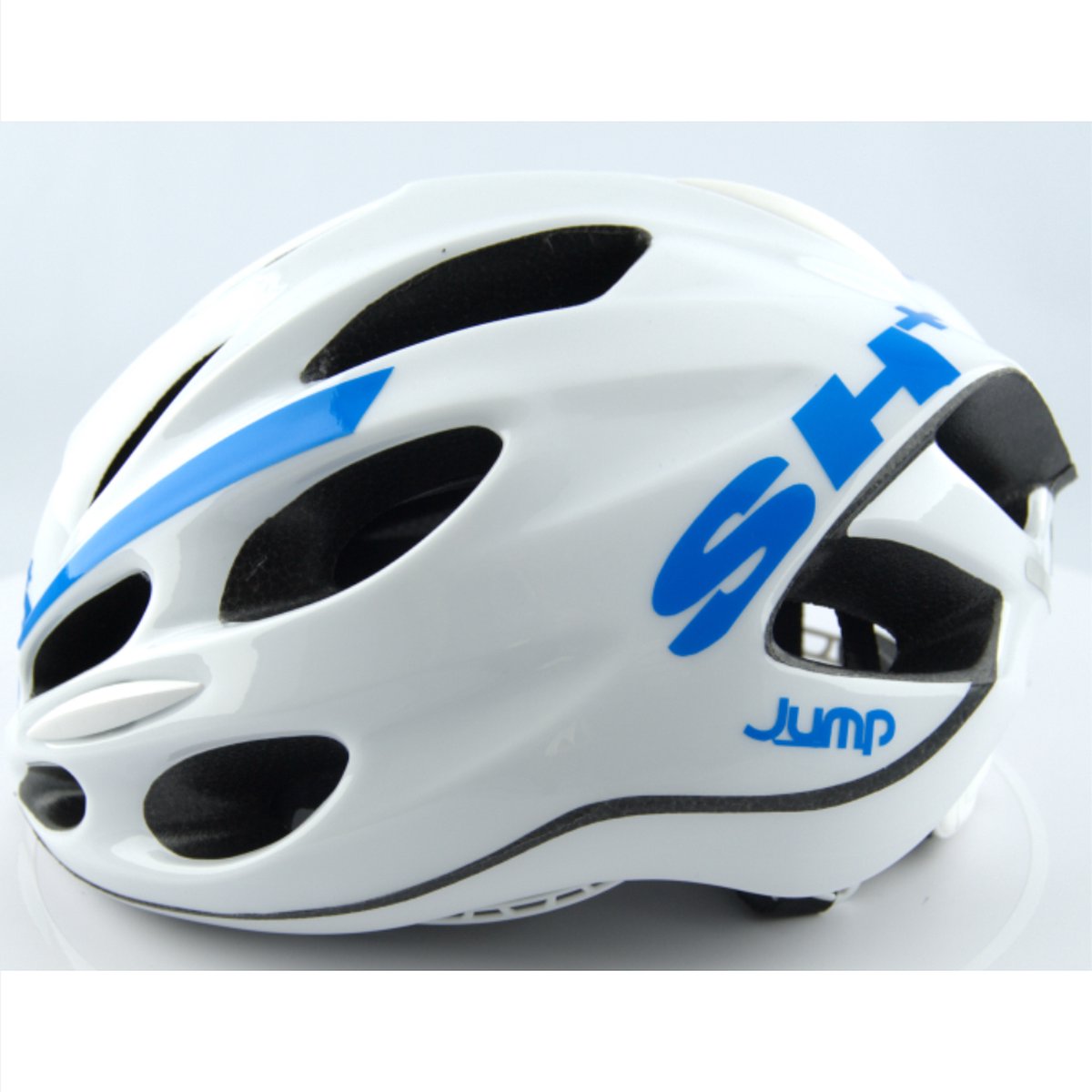 SH+ Fietshelm - SHAKE JUMP - Unisex - Lichtgewicht 220 gram - 15 Ventilatiegaten - Gemaakt in Italië - Voor een hoofdomtrek van 53 tot en met 56 CM - Wit Blauw