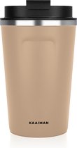Kaaiman® RVS Thermosbeker - Drinkbeker - Koffie - Thee - Water - Warm en Koud - Travel Mug - Beige - 380ml - Koffiebeker - Theebeker