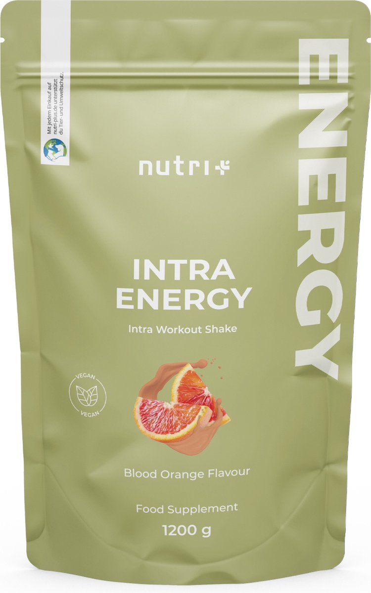 Goedkoopste nutri Intra Energy Shake - bloedsinaasappelsmaak - voor meer energie tijdens het trainen - Krachttraining & duursport - met dextrose, aminozuren en elektrolyten - 1200 g
