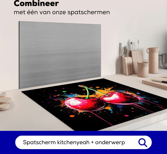 KitchenYeah® Protection plaque induction 58x59 cm - Cerises - Coloré - Graffiti - Fruits - Protege plaque de cuisson - Couvre plaque induction - Protecteur d'induction - Cuisine