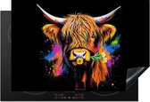 KitchenYeah® Inductie beschermer 75x50 cm - Schotse Hooglander - Graffiti - Kleurrijk - Kookplaataccessoires - Afdekplaat voor kookplaat - Inductiebeschermer - Inductiemat - Inductieplaat mat - Keuken decoratie