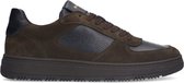 Manfield - Homme - Baskets en cuir marron foncé avec détails en daim - Taille 40