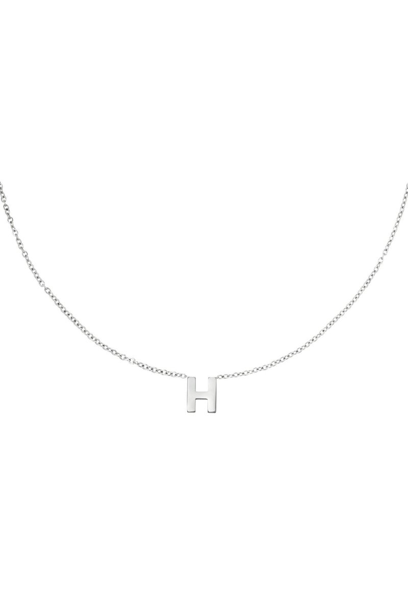 Edelstalen ketting initiaal H Zilver Stainless Steel