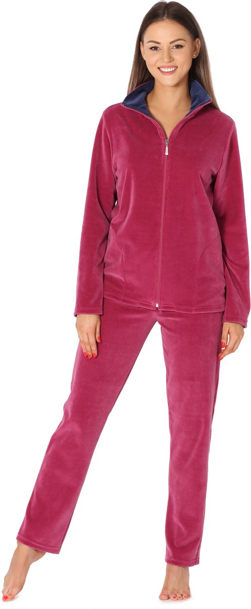 Merry Style – Dames Huispak – Vrijetijdspak – Velours – MS-MG-SUIT5-n – Roze/navy blauw – XXXL