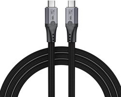 80Gbps Kabel Geschikt voor Thunderbolt 5 van MMOBIEL – Gevlochten USB-C naar USB-C Monitor Weergave Kabel 1m – 120Gbps Bandbreedte Boost, 240W Opladen USB4, USB-C - Zwart