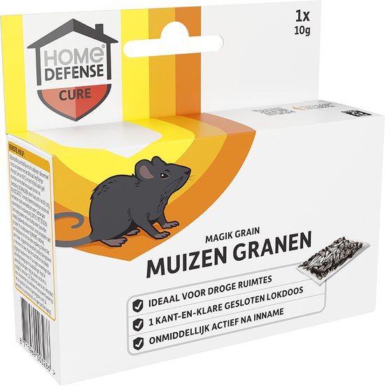 Home Defense - Muizenlokdoos Magik Grain 1 stuk - Voldoende voor 70 muizen - Werkt binnen 24 uur - Muizenval - Muizengif korrels, graan