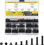 Jeu de vis à tête fraisée M4 de 500 pièces - Set d'écrous à Écrous M4 - Vis Phillips plates - Vis à métaux noires - Assortiment d'écrous pour bricolage, vis de réparation Ordinateur
