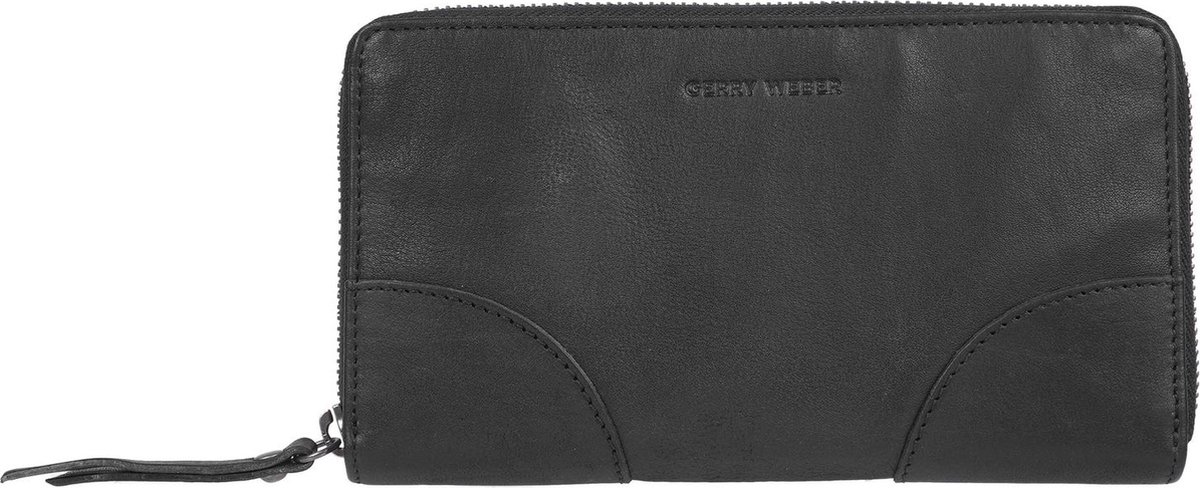 GERRY WEBER Leren Portemonnee Tarragona Zip Around Purse Black Zwart