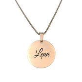 Collier en acier inoxydable avec gravure du nom - Lenn - Or rose - Rond
