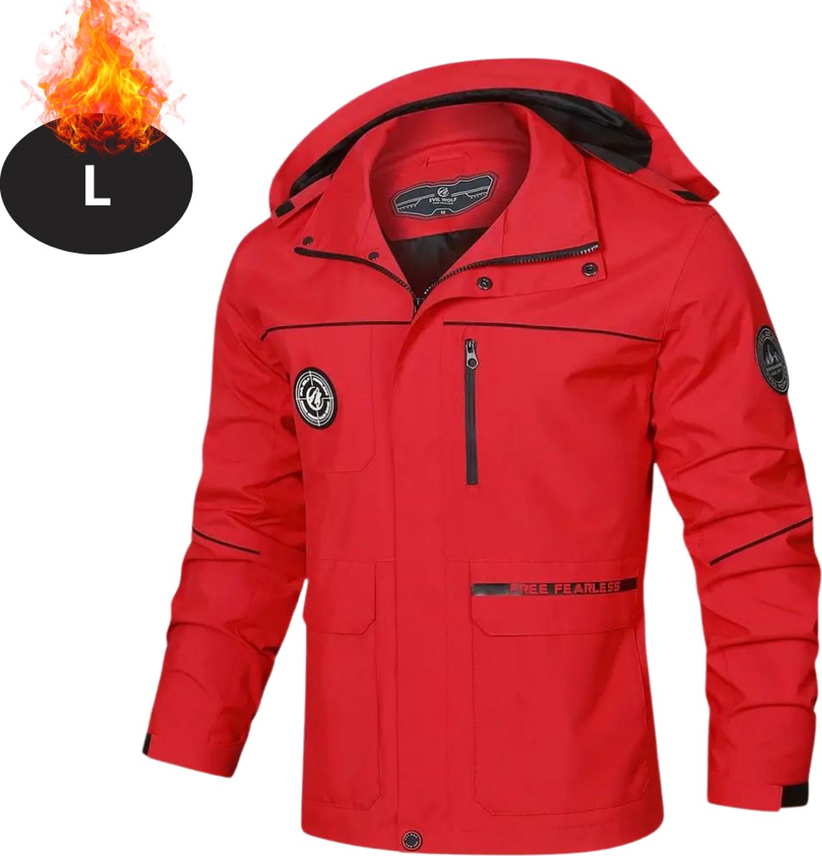 Bovista Windjas Voor Heren Parka Lente & Herfst Jas Volwassen Windjack Windbreaker Outdoor Buiten Rood