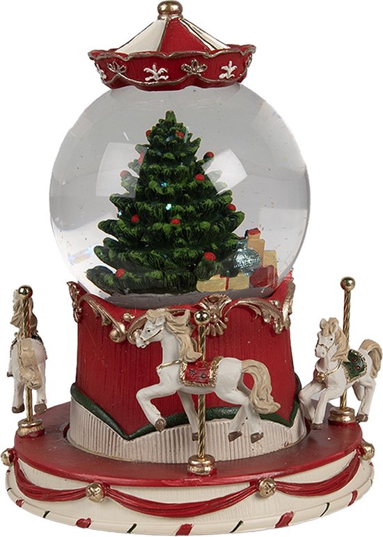 Clayre & Eef Boule de neige Ø 14x19 cm Rouge Verre Noël