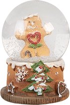 Clayre & Eef Boule de neige Ø 5x6 cm Marron Verre Bonhomme en pain d‘épice