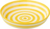 J-Line schaal Granada Stripes Low - keramiek - wit/geel - large