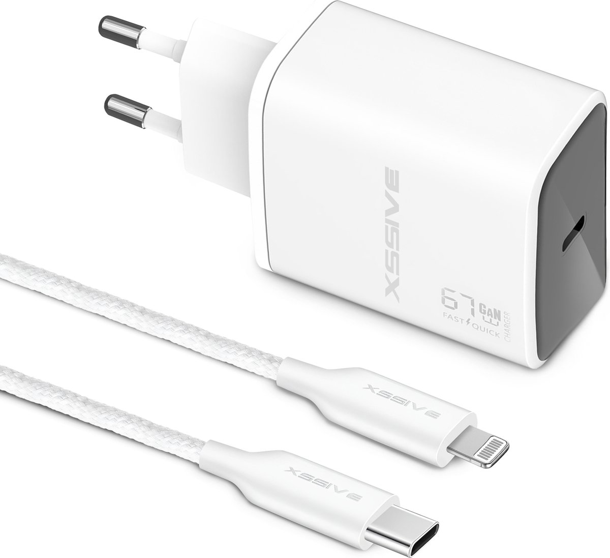 GaN Oplader met geschikt voor iPhone Kabel - 1 Meter - Slimmer - Sneller - Kleiner - Snellader