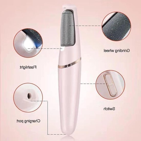 Elektrische voetvijl voor harde huidverwijdering - oplaadbaar en speciale vorm voor de hiel .