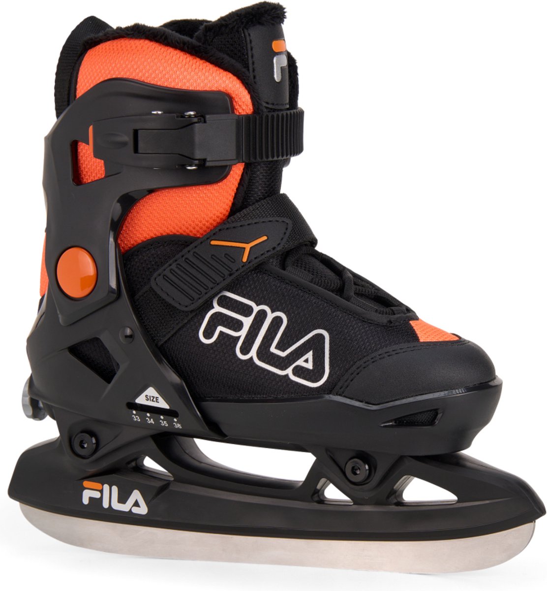 Fila X 2.0 Boy Verstelbare IJshockey Schaats (Zwart) (Kleur – Zwart / Oranje, Maat – S (29-32))
