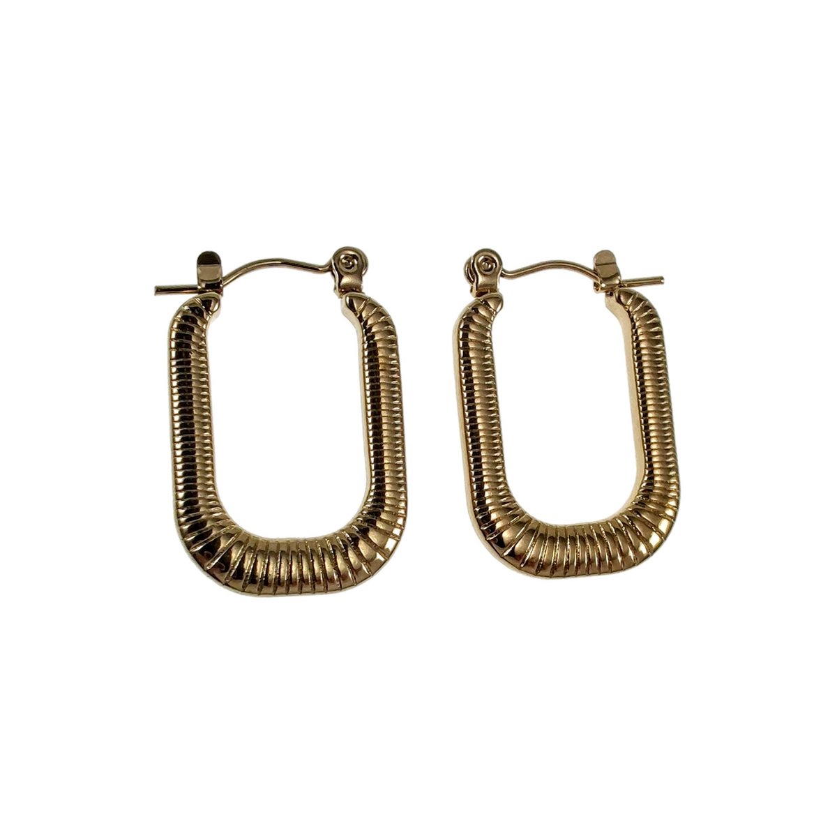 26mm x 17mm Oorbellen Dames - Verguld RVS - U-vorm Oorbellen met Details