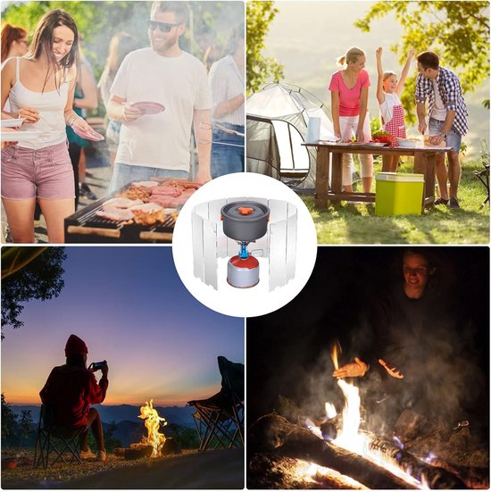 Camp Stove Windscreen - Wind Screen For Camping Stove - Vouwbaar Ontwerp - Hittebestendig Materiaal - 10 Platen Staal - 1 Stuk - Voor Backpacking En Picknick van Camp — afbeelding 5