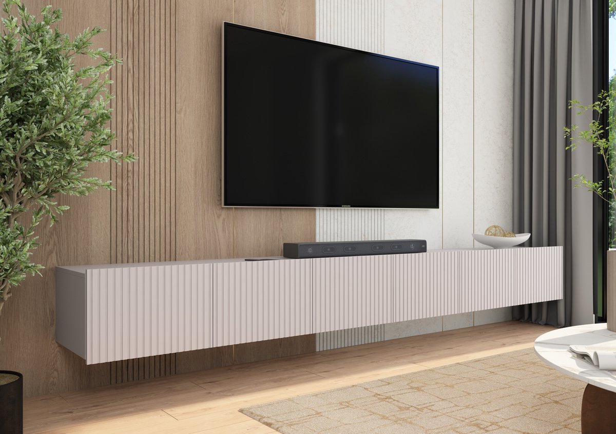 Promeubels Tv meubel Kingston - Beige - 300cm (2x 150cm) - Tv kast - Hangend of staand