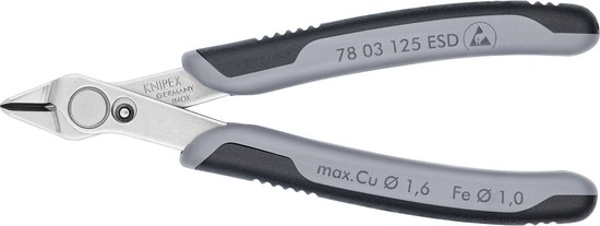 Knipex Elektronische zijsnijtang DIN ISO 9654 L.115mm spitse o.afgeschuinde kop spiegel gepolijste