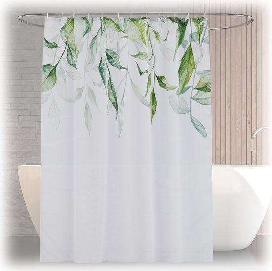 Foto: Douchegordijn 180x200 cm anti schimmel wasbaar polyester bladeren