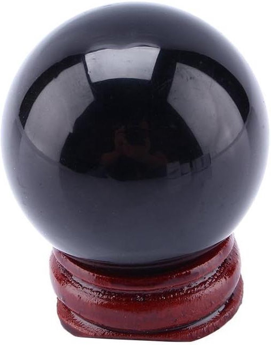 Helder kristalglas bal met standaard - Verjaardag geschenken - Wooncultuur en kantoor decoratie - 40 mm zwart