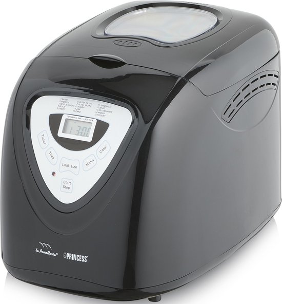 Princess Broodbakmachine 152009 - Timer - Digitaal scherm - 15 bakprogramma’s - Glutenvrij Programma - 900 Gr - 600 Watt - Zwart/Zilver
