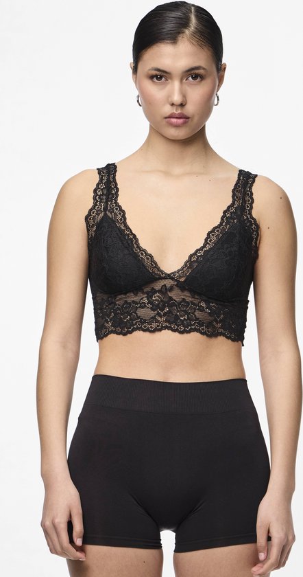 Bralette kant - Lace Bra Top - Zwarte dames kanten bh top - - M