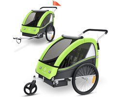 KESSER® Kinderaanhanger, fietsaanhanger, sport-RX, 2-in-1, joggerfunctie, kinderfietskar + 5-punts veiligheidsgordel, 360° voorwiel, jogger, buggy, fietsaanhanger voor 1 tot 2 kinderen, max. 40 kg