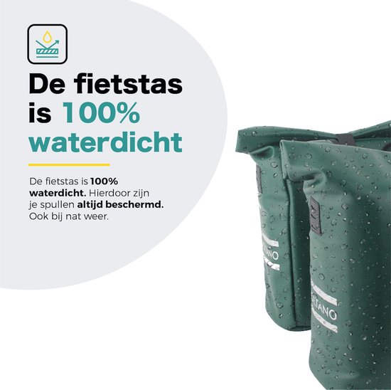Voltano Dubbele Fietstas Rolltop E-bike Pro - Olijf Groen - 48 Liter - 100% Waterdicht - Fietstassen Electrische Fietsen