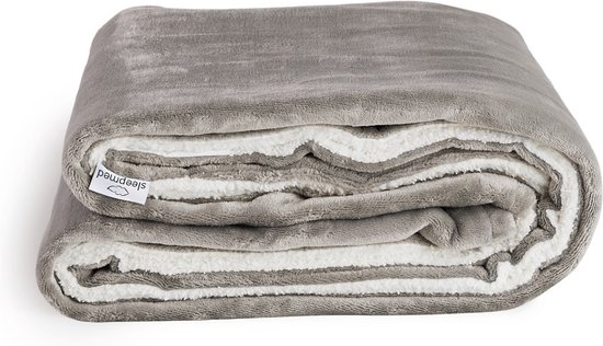 SleedMed Elektrische Knuffeldeken Taupe - Bovendeken - Warmtedeken - Fleece&Flanel - 180x130cm - 180min Timer