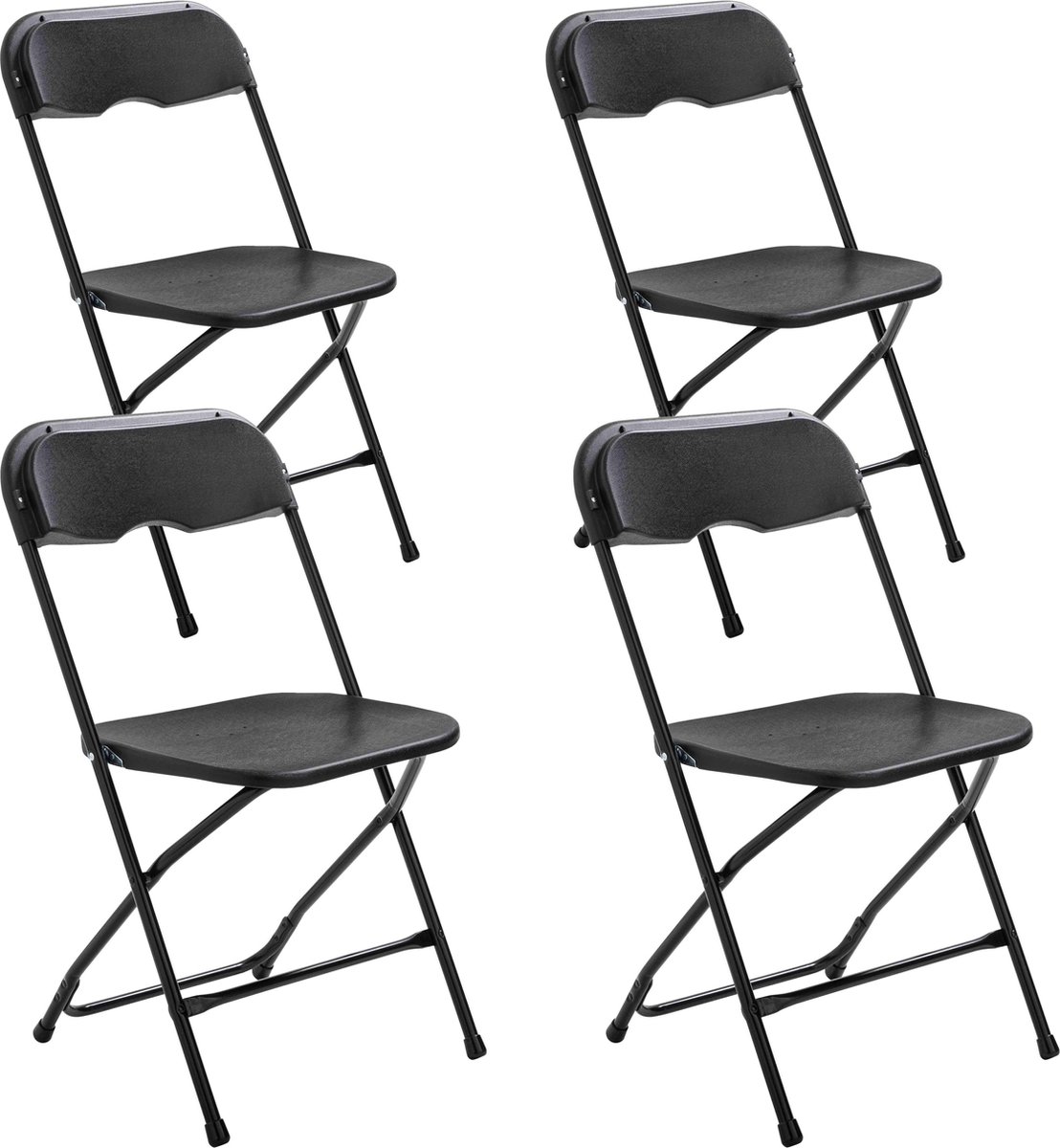 Oviala - Set van 4 zwarte inklapbare ontvangststoelen - REKKEM