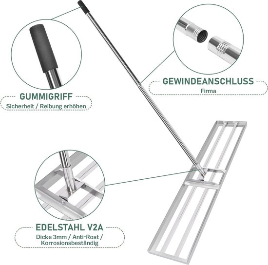 Lawn Leveling Rake met Extra Lange Steel - 120 x 25 cm | Tuinhark voor Gazonnivellering — afbeelding 5