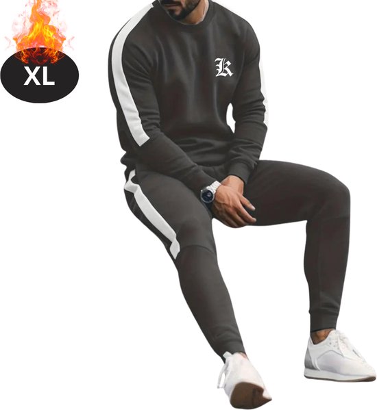 Nivard Ensemble de jogging - Ensemble domicile - Adultes - Survêtement - Confortable - Pantalon de survêtement - Survêtement - Homme - Casual - Gris foncé - XL