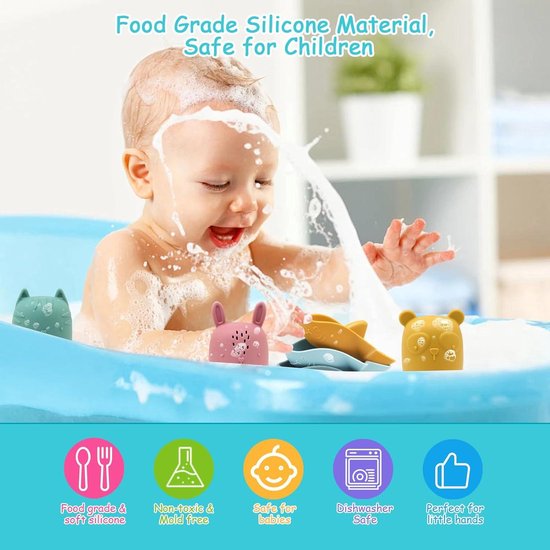 BelleStyle Babybadspeelgoed, 4 Stuks Waterspeelgoed Voor Kinderen, Badspeelgoed Met Schildpadden Voor Kinderbaden