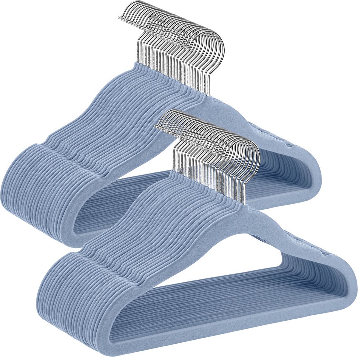 Kinderkleerhangers set van 50 – Met 360° draaibare haken lichtblauw