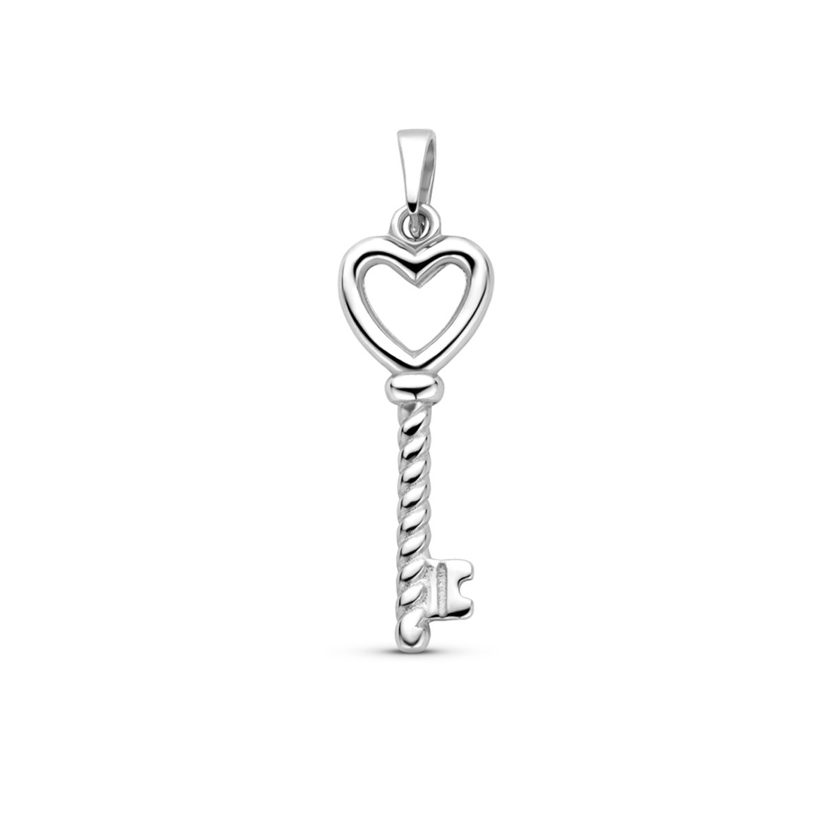 YO&NO Hanger - hart en sleutel - 29 mm - Gerhodineerd 925 zilver