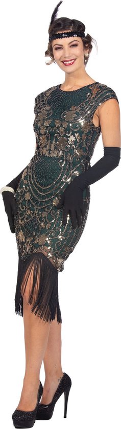 Wilbers & Wilbers - Costume de danseuse des années 1920 - Posh Daisy Green des années 1920 - Femme - Vert, Or - Taille 46 - Déguisements - Déguisements