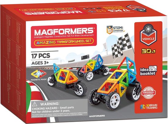 Magformers Amazing Transformer Wheel Set- bouwset 17 stuks- magnetisch speelgoed- speelgoed 3,4,5,6,7 jaar jongens en meisjes– Montessori speelgoed- educatief speelgoed- constructie speelgoed