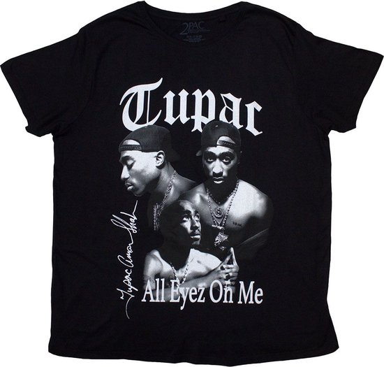 Tupac - All Eyez B&W Heren T-shirt - M - Zwart