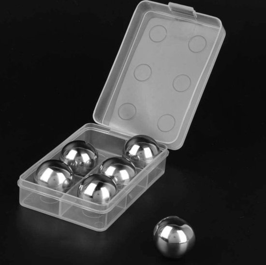 Herbruikbare Ice Cube Whiskey Stone Ball Cooler - Rvs Cooling Ball Set voor Wodka, Koffie, Bier, Wijn - 6 stuks van Merkloos — afbeelding 5