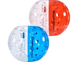 VEVOR Opblaasbare Bump Ball Bumper Shock Ball 2 Stuks 1.5 m x 1.2 m Human Collision Ball PVC Body Bubble Bounce Ball voor Buitenactiviteiten Rood + Blauw + Transparant Opblaasbare Bumperbal