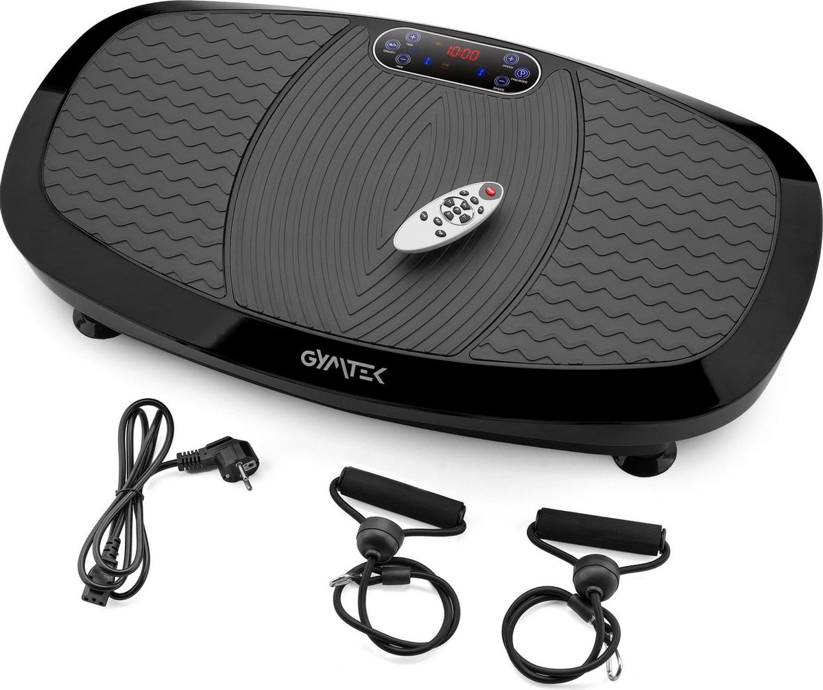 Gymtek® Trilplaat P750 met Weerstandsbanden - tot 180kg - 5 Trainingsprogramma's, 3 Niveaus - 2 Uitbreidingsbanden - Bluetooth - Afstandsbediening - LCD - Luidspreker