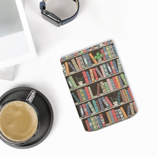 kwmobile e-reader hoesje geschikt voor Pocketbook Verse / Verse Lite / Verse Pro / Color / Vivlio Light/Light HD hoes - E reader flip case met magnetische sluiting - Ereader cover - Zomerse bibliotheek design in blauw / groen / roze van Merkloos — afbeelding 3