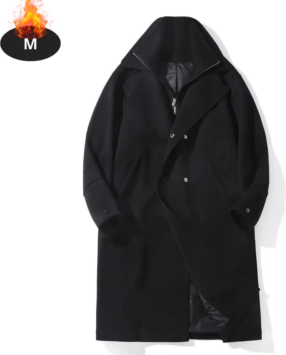 Nivard Mantel Heren Tussenmantel Jas Mantelpakje Trenchcoat Overjas Overcoat Winter Zwart