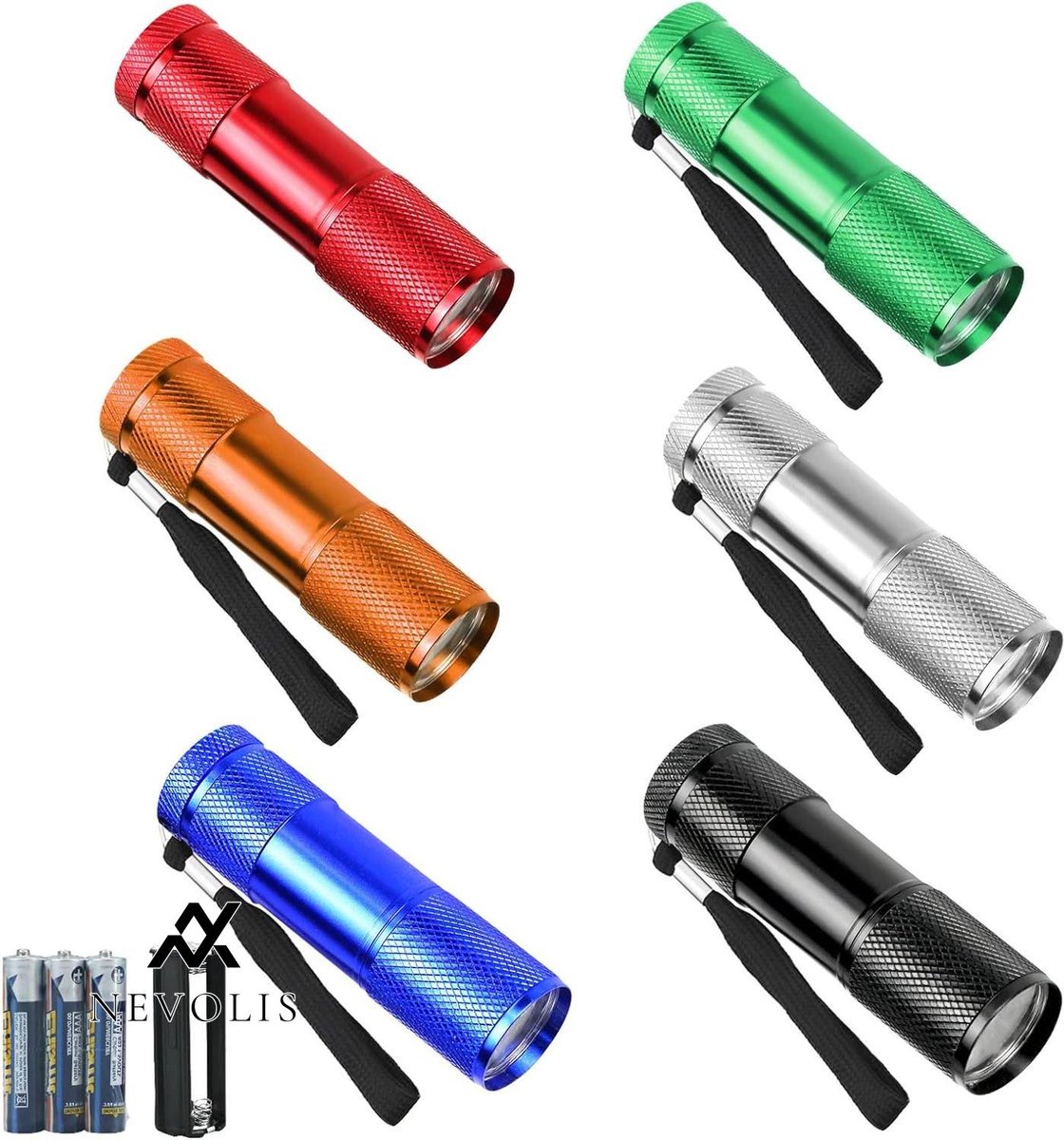 Nevolis Mini Flashlight LED 6-Piece Hand Lamp LED Aluminum Small Flashlight for Camping Outdoor Cycling Nursery Gifts Hiking with AAA Batteries Pre-Assembled -KEPEAK .