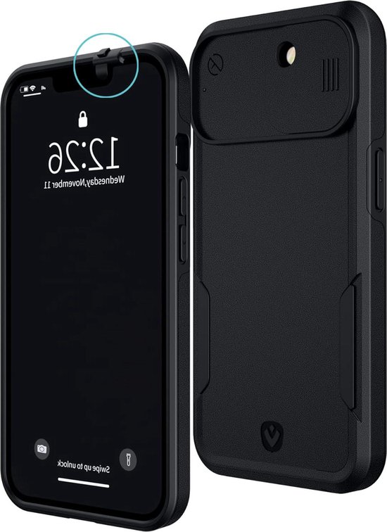 iPhone 13 Mini Hoes met Schuifcamera-afdekking - Privacy Bescherming - Mat Zwart