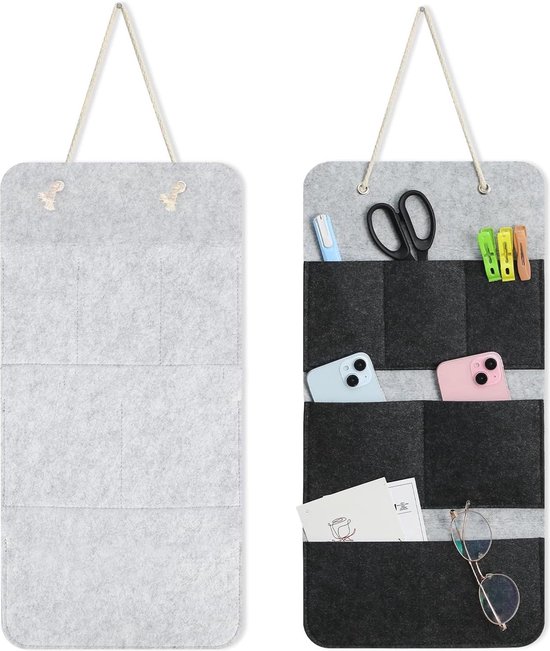 Childhome - vilten organizer 60x50 cm - grijs en fuchsia - Opbergers