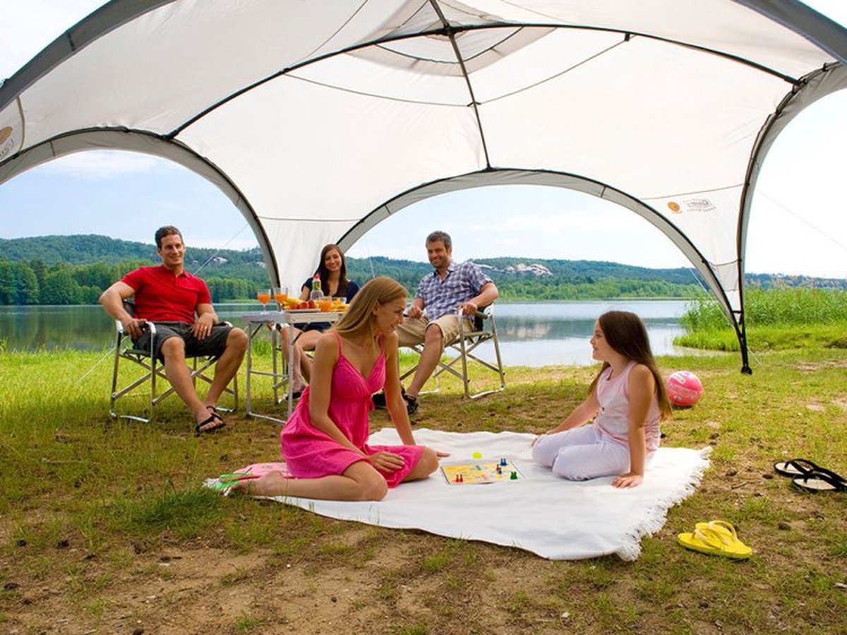 Coleman Event Shelter L Partytent - shelter tent 3.65 x 3.65 Meter - 100% waterdicht - eenvoudig opzetten - aerodynamisch design - UVGuard technologie biedt SPF 50 zonbescherming - met mesh pocket - tuintent incl. opbergzak - Groen/grijs – foto 6